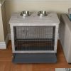 23 Inch Gray Heavy-Duty Dog Crate Furniture