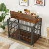 Furniture style dog crate wrought iron frame door with side openings, Grey, 43.3''W x 29.9''D x 33.5''H.